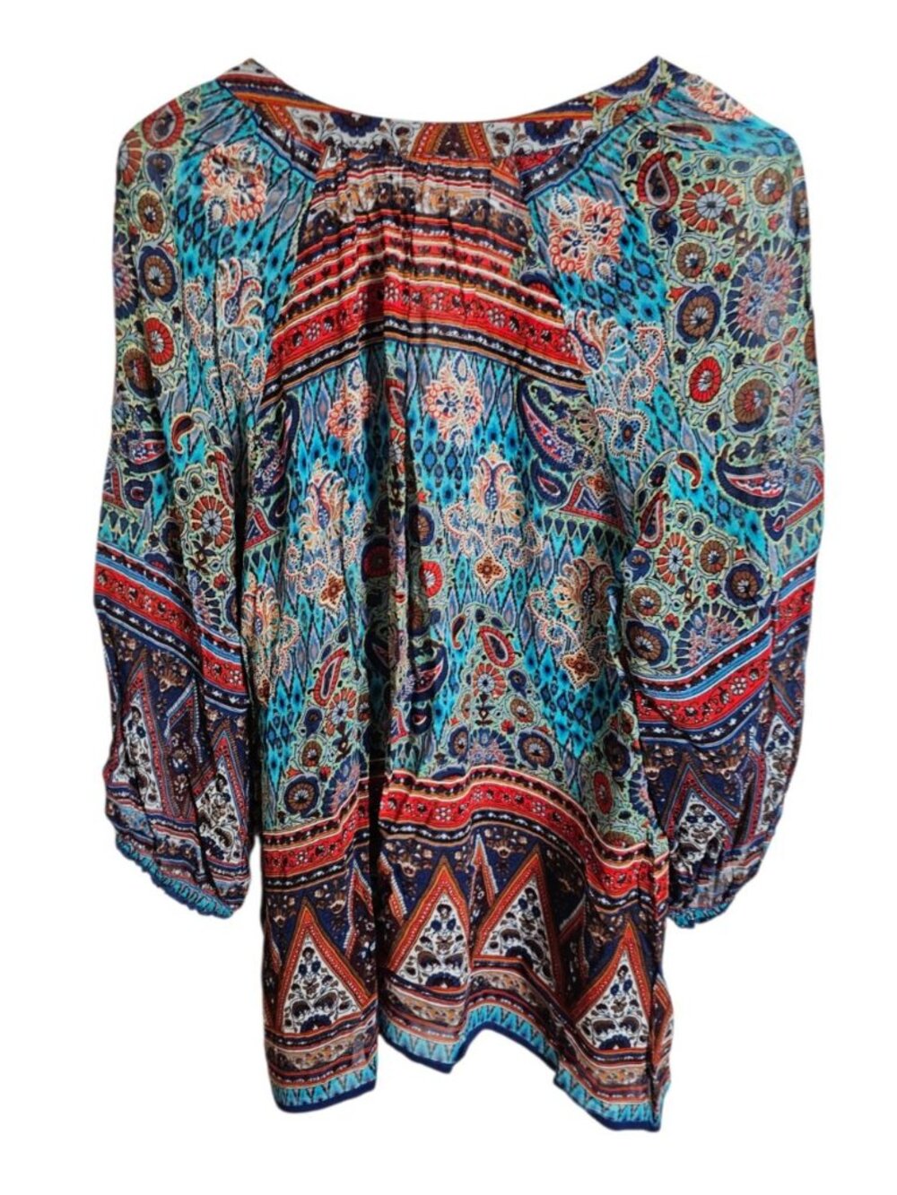 Bila Women XL Tunic Blue Multi Paisley Festival Boho Archival Rare Statement HTF - Picture 3 of 7
